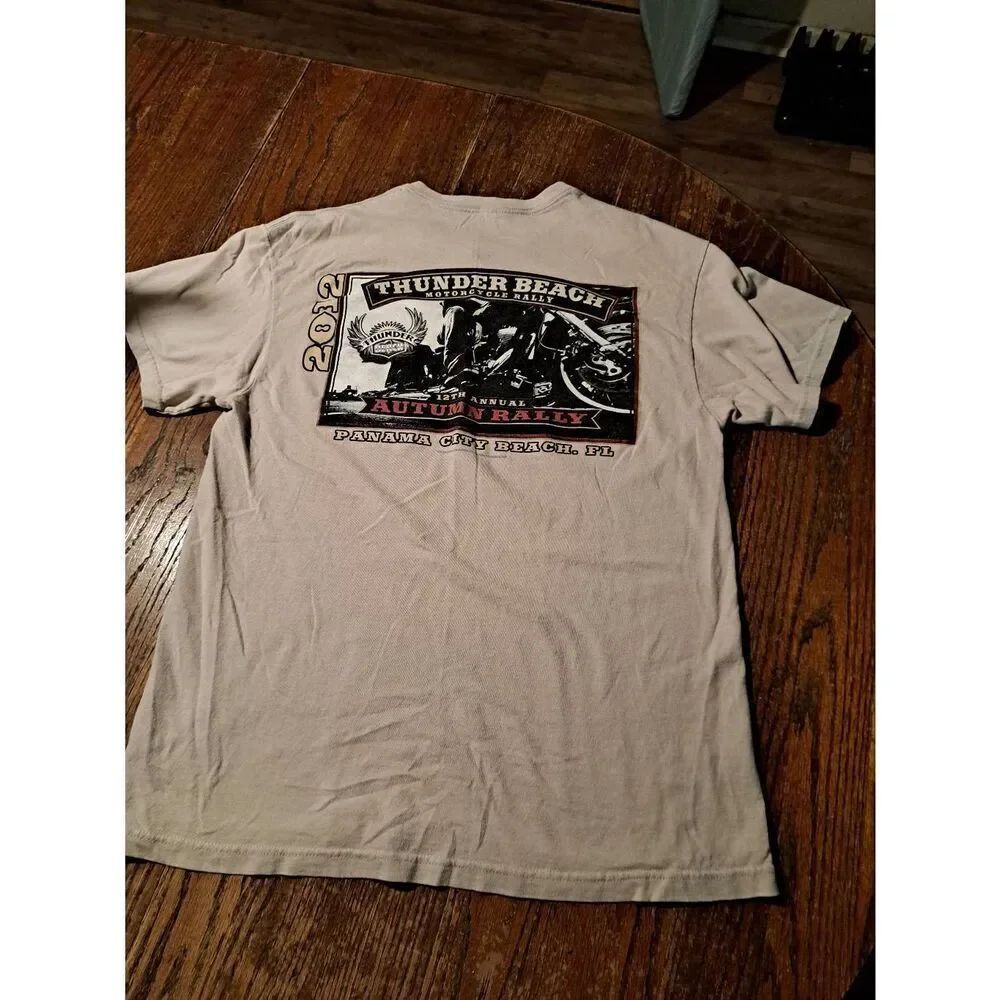 Thunder Beach 2012 12th Annual Rally Panama City Beach Tan Cotton TShirt Large